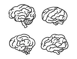 Brain set illustration black and white design vector