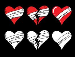 Heart broke flat design set vector