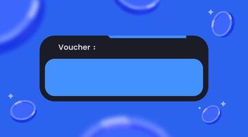 Voucher Input UI with Coins and Blue Theme. Game Reward Voucher Entry Interface Design. Blue Coin Bonus Voucher Graphic Template vector