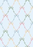 Coquette ribbon bow, seamless pattern, fabric, wallpaper, wrapping paper. Classic print design vector