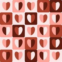 hearts on a checkered Monochrome Valentine seamless pattern. Modern retro 60s, 70s Aesthetic texture vector