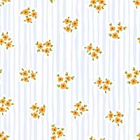Preppy bouquet, on wavy vertical lines stripes background. Coquette flowers trellis seamless pattern vector