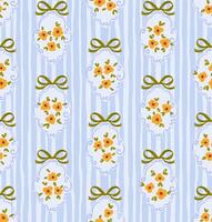 Floral pattern with yellow flowers and bows vector