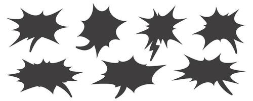 Comic and manga speech bubble silhouette. Pop art outline frame for text. Box for dialog and messages. Chat shapes set of shock shout and scream actions. vector