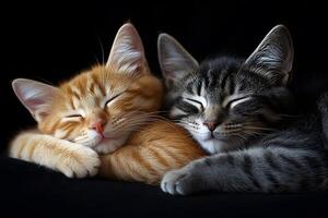Tranquil Feline Companionship Peaceful Rest of an Orange and Gray Tabby Cat photo