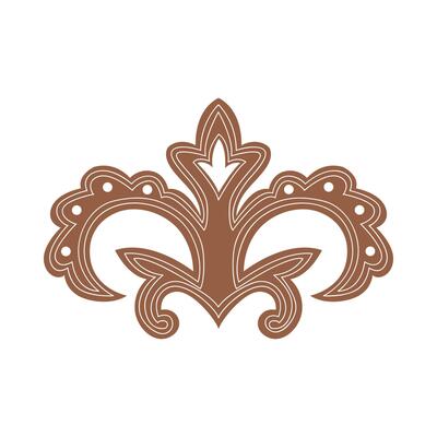 Stylized Kyrgyz ethnic ornament with symmetrical curls and dotted details. Ideal for cultural prints, decor, or fabric. Rich in heritage and symbolism.