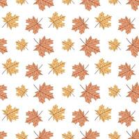 Seamless Autumn Maple Leaf Pattern in Hand Drawn Style for Fall Design vector