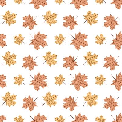 Seamless Autumn Maple Leaf Pattern in Hand Drawn Style for Fall Design