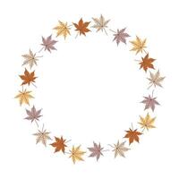 Autumn Maple Leaf Wreath in Warm Fall Colors Hand Drawn Circle Frame for Seasonal Cards and Invitations vector