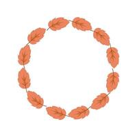 Autumn Leaf Wreath Minimal Fall Foliage Frame for Seasonal Design vector