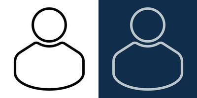 Minimalist user icon set. Editable stroke. Simple black and white human profile symbols for avatar, profile, interface, contact, or login. Outline flat design on light and dark background. vector
