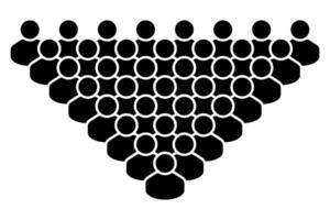 Crowd of People Icon Silhouette. Black Human Figures Forming a Triangle Shape. Teamwork, Group, Leadership, Community, and Society Concept. vector