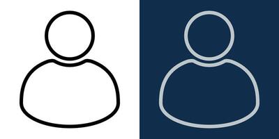 Minimalist user icon. Editable stroke. Simple black and white human profile symbols for avatar, profile, interface, contact, or login. Outline flat design on light and dark background. vector