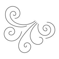Swirl Wind Symbol Icon. Abstract Decorative Air Flow Design. Editable stroke. Curly Line Wind Pattern. Hand-Drawn for Weather, Nature, Motion Concepts. vector
