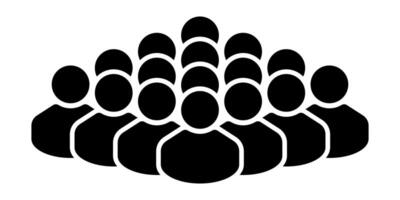 Crowd of People Icon. Group of Users or Audience Symbol Silhouette, Community or Team Logo in Flat Minimal Style, Black Isolated Figures for Website, App, Presentation, or Social Media UI vector
