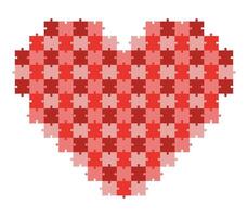 Heart made of red puzzle pieces. illustration of love and unity concept. Symbol of teamwork, support, relationship, autism awareness. vector