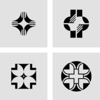 Elegant Monochrome Geometric Logo Designs Four Abstract Symbols for Branding and Identity in a Minimalist Style vector