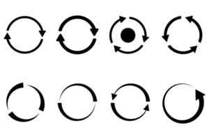 Circle arrows icon set. Round recycling symbol collection vector