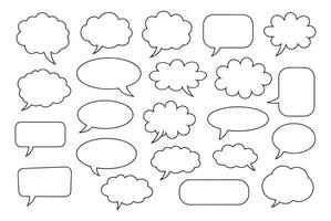 Speech bubble outline icons with different cartoon comic chat and talk shapes vector