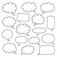 Speech bubble and thought cloud set in hand drawn comic style for chatting and messaging vector