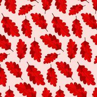 Autumn pattern with red oak leaf. Seasonal nature background for fabric print, wrapping paper. vector