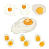 Cartoon eggs and omelets isolated on white background. vector