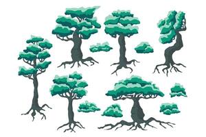 Collection of forest trees illustrations vector