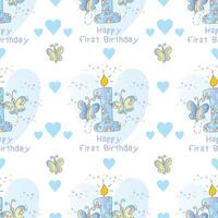 Birthday pattern with candle and butterflies vector