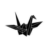 Geometric Black Origami Crane Folded Paper Bird Sharp Lines Detailed Facets. vector
