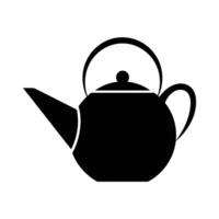 Simple Black Teapot Silhouette with Handle Spout and Lid Knob. vector