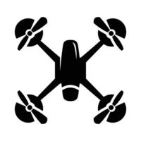 Black Drone Silhouette with Four Propellers and XShaped Frame Design. vector