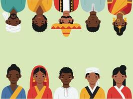 Diverse Portraits in Traditional Attire from Around the World vector