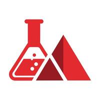 Red Laboratory Flask and Geometric Shapes Representing Scientific Discovery vector