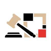 Stylized Gavel with Geometric Shapes in Black, Tan, and Red vector