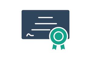 Certificate icon. solid icon style. icon related to assessment. business elements illustration vector