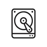 Minimal black and white hard drive icon with bold outline perfect for storage device data backup digital hardware tech interface and computer equipment themed graphic design vector