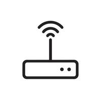 Minimal black and white router icon with bold outline perfect for wireless internet wifi network signal technology device connection and digital communication themed graphics vector