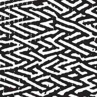 Hand-drawn black and white maze style pattern with distressed texture perfect for digital art, backgrounds, abstract prints, posters, textiles, and modern graphic projects. vector