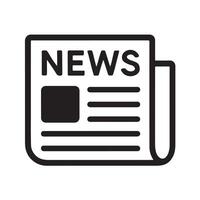 Minimal black and white newspaper icon with bold lines ideal for media press news articles apps websites and editorial related graphic design content vector