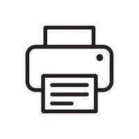 Minimal black and white printer icon with bold outline design ideal for printing office tools documents hardware technology paper media and electronic device related graphics vector