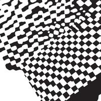 Abstract black and white background with distorted checkered pattern and warped grid shapes perfect for posters, modern art, digital design, and creative visual compositions vector