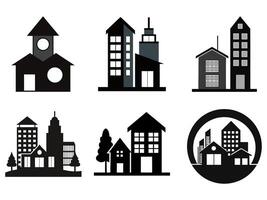 Building Icon Set. Features editable icons for building symbols, structures, landmarks, cityscapes, and more. architecture, vector
