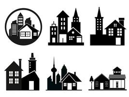 Building Icon Set. Features editable icons for building symbols, structures vector