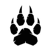 Stylized Black Big Cat Paw Print with Sharp Claws. vector