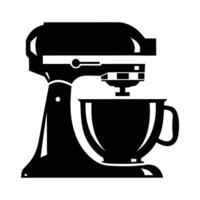 Simple Black and White Stand Mixer Silhouette Illustration. vector