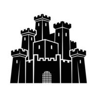 Black Silhouette of a Medieval Castle with Towers and Gate. vector