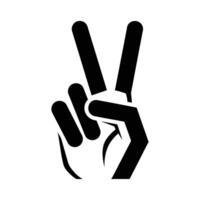 Stylized Black Hand Showing Peace Sign Gesture. vector