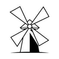 Simple Black and White Windmill Illustration with Geometric Design. vector