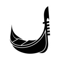 Elegant Black Gondola Silhouette with Distinctive Curved Shape and Details. vector