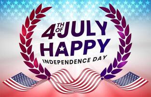 happy 4th of july independence day celebration template banner with abstract gradient blue and red background vector